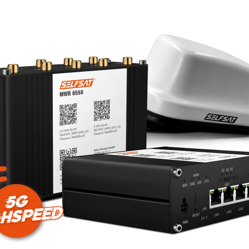 SELFSAT MWR 6550 5G Cat 20 WiFi 6 WLAN Router bis 3,4 Gbps inkl. SELFSAT 5G Antenne weiß