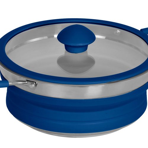Berger Falt-Topf mit Deckel 1,7 Liter blau / silber - Faltgeschirr und Faltschüsseln