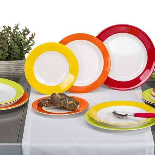 Gimex Rainbow Melamin Geschirrset 12 teilig gelb / orange / lime / rot - Kunststoff und Melamin Geschirr-Sets