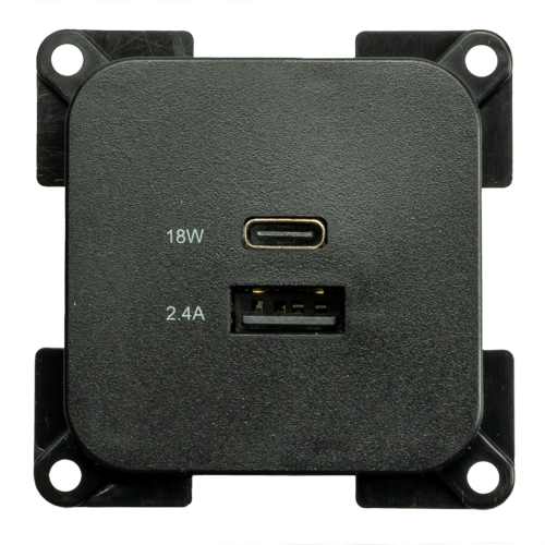 Haba Ladegerät Einbau Steckdose C-Line dual USB-A und USB-C 10-24 Volt - 12 / 24 V Einbausteckdosen