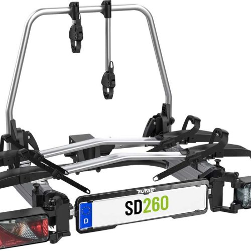 Eufab SD260 Kupplungs-Fahrradträger Silber für Flügeltür Kastenwagen für 2 Fahrräder - Fahrradträger