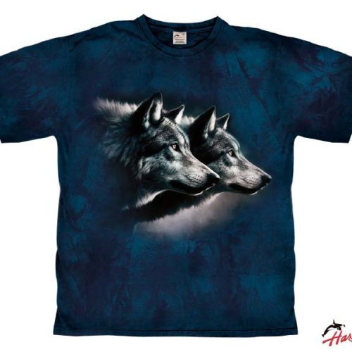 Harlequin Two Wolves Herren T-Shirt  dunkelblau L - Herrenshirts, -hemden & -pullover