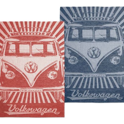 VW Collection T1 Bulli Geschirrtuch 2er Set Rot/Blau 70 x 50 cm - Sonstiges Küchenzubehör