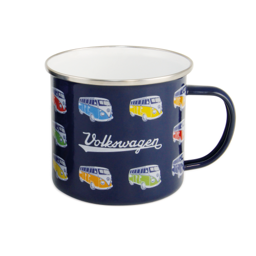VW Collection T1 Bulli Emaille Tasse 500 ml Bulli Parade Blau - Becher und Tassen
