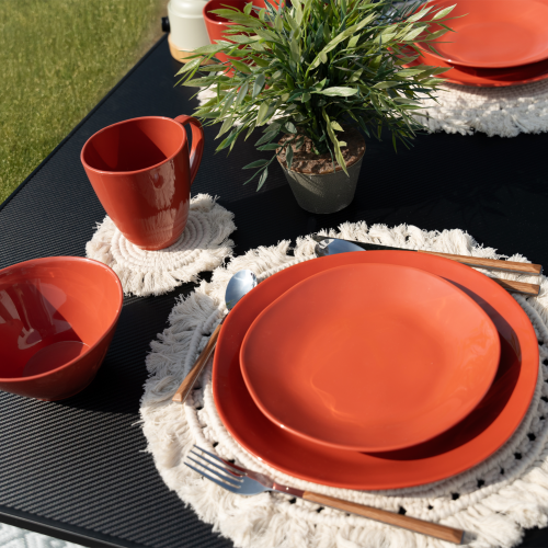 Berger Sevilla Geschirr-Set 16-tlg. terracotta für 4 Personen - Kunststoff und Melamin Geschirr-Sets