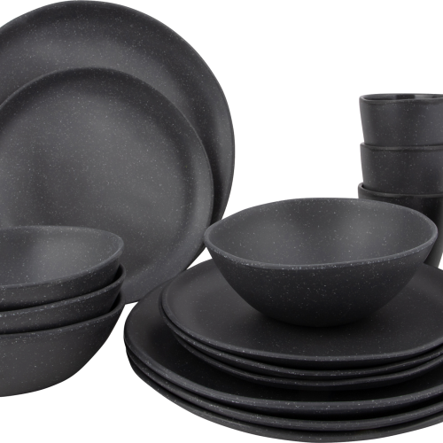 Bo-Camp Urban Outdoor Collection Hoxton Geschirrset Melamin 16 teilig für 4 Personen grau - Kunststoff und Melamin Geschirr-Sets