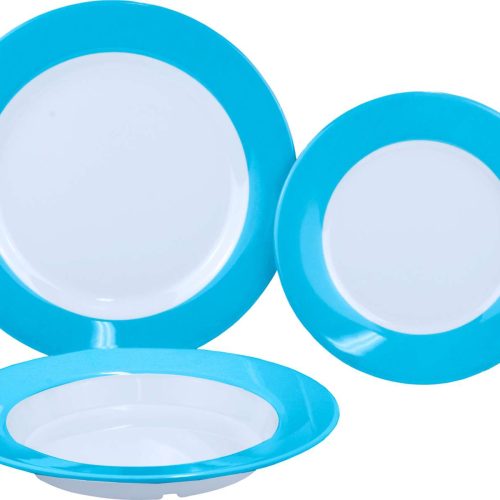 Gimex Melamin Teller-Set Rainbow Blau 3-tlg. - Schüsseln & Schalen