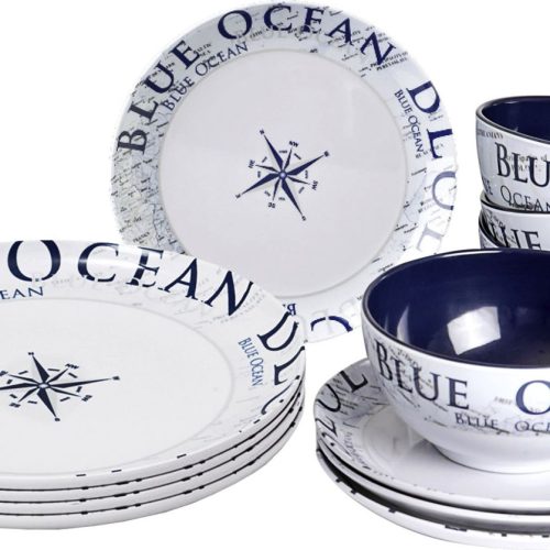 Brunner Midday Blue Ocean Melamin Geschirr-Set 12-tlg. - Kunststoff und Melamin Geschirr-Sets
