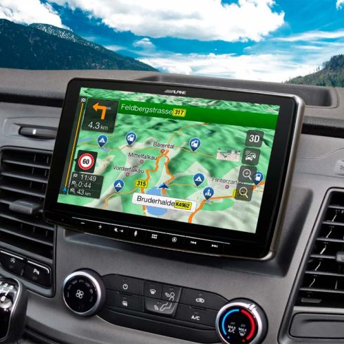 Navigationssystem mit 9-Zoll Touchscreen für Ford Transit Custom mit 1-DIN-Einbaugehäuse, DAB+, Apple CarPlay und Android Auto Unterstützung und mehr - Navigationsgeräte von Alpine