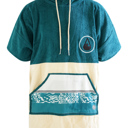 Wave Hawaii Petrol Baumwollponcho M türkis M - Herrenjacken