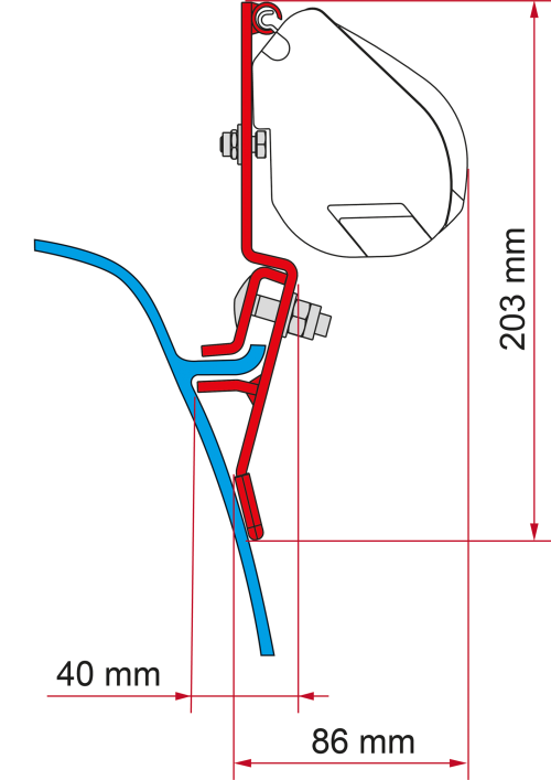 Fiamma F35Pro Adapterkit Montage der Markise an T25 / T3 Transporter / Econovan / Freda / Bongo IV / Delica IV / Vanette - Markisenadapter
