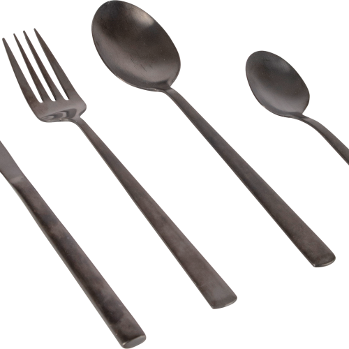 Bo-Camp Industrial Edelstahl Besteckset 16-tlg. Schwarz - Campingbesteck