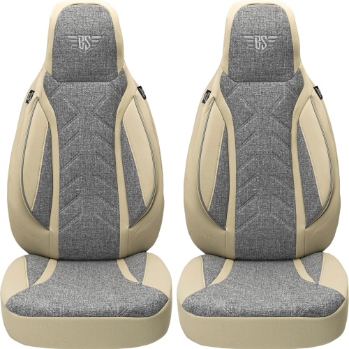 Bremer-Sitzbezüge Wohnmobil Schonbezüge 2 Stück für Ducato / Jumper / Boxer grau/beige - Sitzbezüge