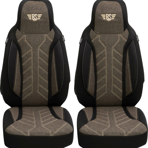 Bremer-Sitzbezüge Wohnmobil Schonbezüge 2 Stück für Ducato / Jumper / Boxer schwarz/braun - Sitzbezüge