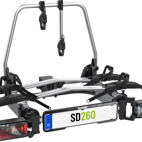 Eufab SD260 Kupplungs-Fahrradträger Silber für Flügeltür Kastenwagen für 2 Fahrräder - Fahrradträger