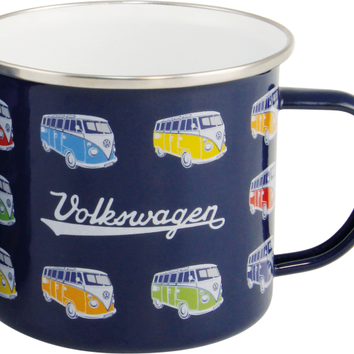 VW Collection T1 Bulli Emaille Tasse 500 ml Bulli Parade Blau - Becher und Tassen