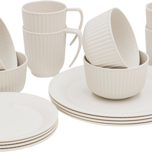 Outwell Delish Geschirr-Set für 4 Personen sandstone - Kunststoff und Melamin Geschirr-Sets