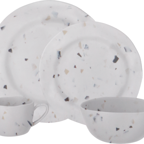 Travellife Soria Melamin Geschirr-Set 16 teilig terrazzo - Kunststoff und Melamin Geschirr-Sets