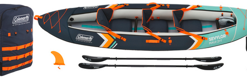 Coleman aufblasbares Kajak Kit Sevylor Maui 2+1 für 2 Erwachsene und 1 Kind inkl. 2 Paddel / wasserdichte Tasche / Getränkehalter / Luftpumpe - Schlauchboote, Kajaks & SUP-Boards