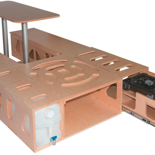 Moonbox Campingbox 115 mit Tisch passend für Van/Bus UV-Lack  - Ausbauboxen & Campingboxen