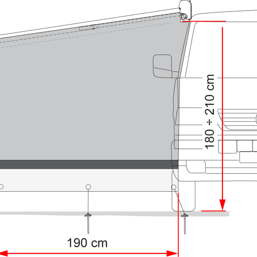 Fiamma Sun View Side Van Seitenwand für F43 van Markise mit Auszug 225 cm - Markisenvorzelte & Wände