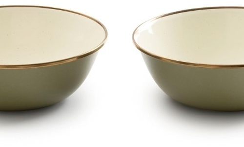 Barebones emailliertes Schüssel Set Enamel 2 teilig olive - Schüsseln & Schalen