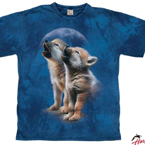 Harlequin Howling Wolf Pups Kinder T-Shirt dunkelblau 140 - Kinder T-Shirts & -hemden