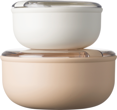 Omada Brotdose rund 2er Set beige - Lebensmittelbehälter / Vorratsdosen