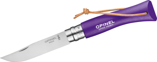 Opinel N°07 Colorama Sport Taschenmesser mit Lederkordel Klingenlänge 8 cm violett - Campingbesteck