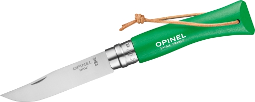 Opinel N°07 Colorama Sport Taschenmesser mit Lederkordel Klingenlänge 8 cm grün - Campingbesteck