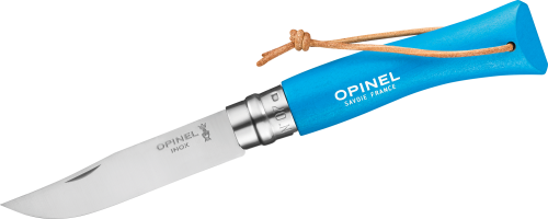 Opinel N°07 Colorama Sport Taschenmesser mit Lederkordel Klingenlänge 8 cm blau - Campingbesteck