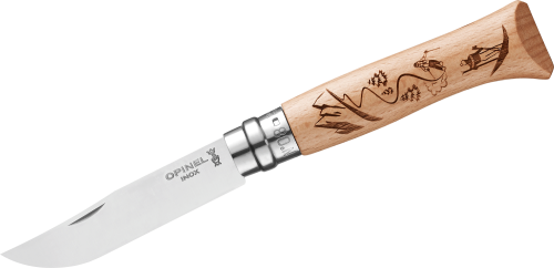 Opinel N°08 Gravure Sport Taschenmesser mit Gravur Klingenlänge 8,5 cm Ski - Campingbesteck