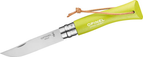 Opinel N°07 Colorama Sport Taschenmesser mit Lederkordel Klingenlänge 8 cm hellgrün - Campingbesteck