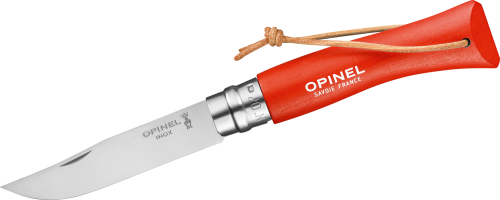 Opinel N°07 Colorama Sport Taschenmesser mit Lederkordel Klingenlänge 8 cm orange - Campingbesteck