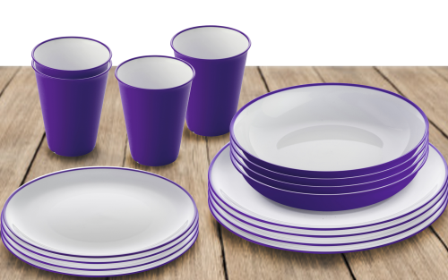 Omada Essgeschirr-Set 16-tlg. violet für 4 Personen - Kunststoff und Melamin Geschirr-Sets