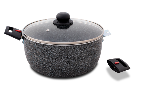 Berger Aluminium Kochtopf Stone Rock mit Glasdeckel induktionsgeeignet 20 cm 2,7 Liter - Camping-Töpfe