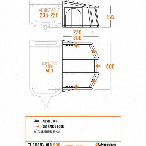 Vango aufblasbares Vorzelt für Wohnwagen Tuscany Air 500 Elements ProShield - Teilvorzelte
