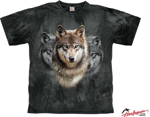 Harlequin Wolf Spirit T-Shirt schwarz XXXL - Herrenshirts, -hemden & -pullover