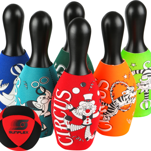 sunflex sport Zirkus Bowling Set 7-teilig mit Aufbewahrungstasche - Spielsachen
