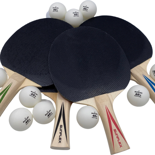 Sunflex sport Rundlauf Set Tischtennis Set mit 4 Schlägern und 10 Bällen - Spielsachen