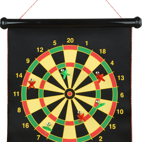 sunflex sport magnetisches Dartspiel beidseitig bedruckt mit 6 Pfeilen - Spielsachen