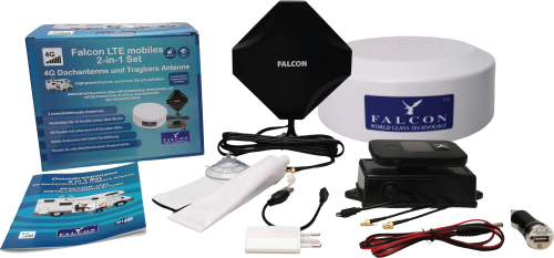 Falcon Mobiles LTE 2 in 1 Set aus 4G Dachantenne und tragbarer Antenne - Internet & WLAN