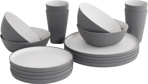 Outwell Gala Dinner Geschirr-Set 16-tlg. grey mist für 4 Personen - Kunststoff und Melamin Geschirr-Sets