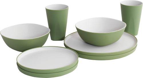 Outwell Gala Dinner-Set 8-tlg. für 2 Personen shadow green - Kunststoff und Melamin Geschirr-Sets