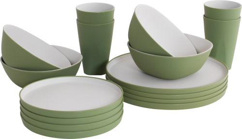 Outwell Gala Dinner Geschirr-Set 16-tlg. shadow green für 4 Personen - Kunststoff und Melamin Geschirr-Sets