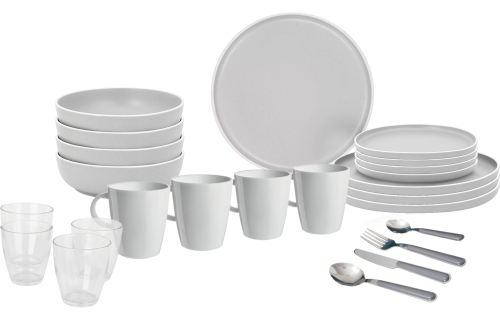 Brunner All Inclusive Dolomit  Geschirr-Set 36-tlg. weiß für 4 Personen - Kunststoff und Melamin Geschirr-Sets