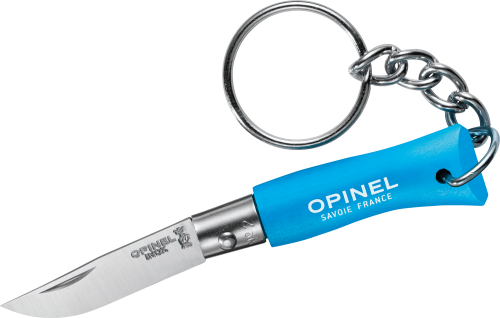 Opinel N°02 Colorama Taschenmesser mit Schlüsselanhänger Klingenlänge 3,5 cm cyanblau - Outdoor Messer