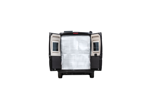 Hindermann Kälteschutz Hecktürisolierung  1-teilig mit Fensterausschnitt und hohem Türausschnitt H2 (Variante 4, 8437-7430) Hellgrau - Thermomatten & Isolierung