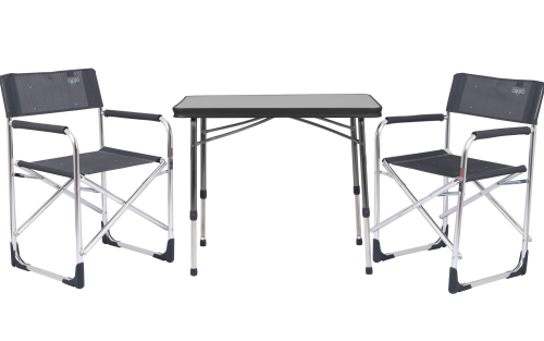 Crespo 3 teilige Tischgruppe Vanlife Set bestehend aus 2 Campingstühlen AL/214-40 und Campingtisch AP/250-40 - Klapptische