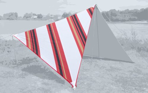 Bent Sonnensegel / Tarp Canvas Allover Set inklusive Stahlaufstellstange Oriental stripe white / zipper red - Pavillons & Tarps